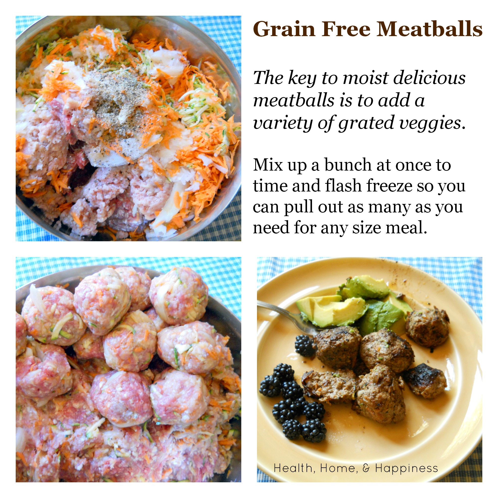 Grain Free Meatballs Grated veggies are the perfect alternative to