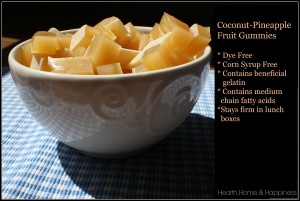 Coconut-Pineapple Gummies- all natural, homemade