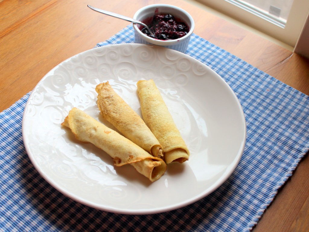 coconut flour crepes with berry sauce