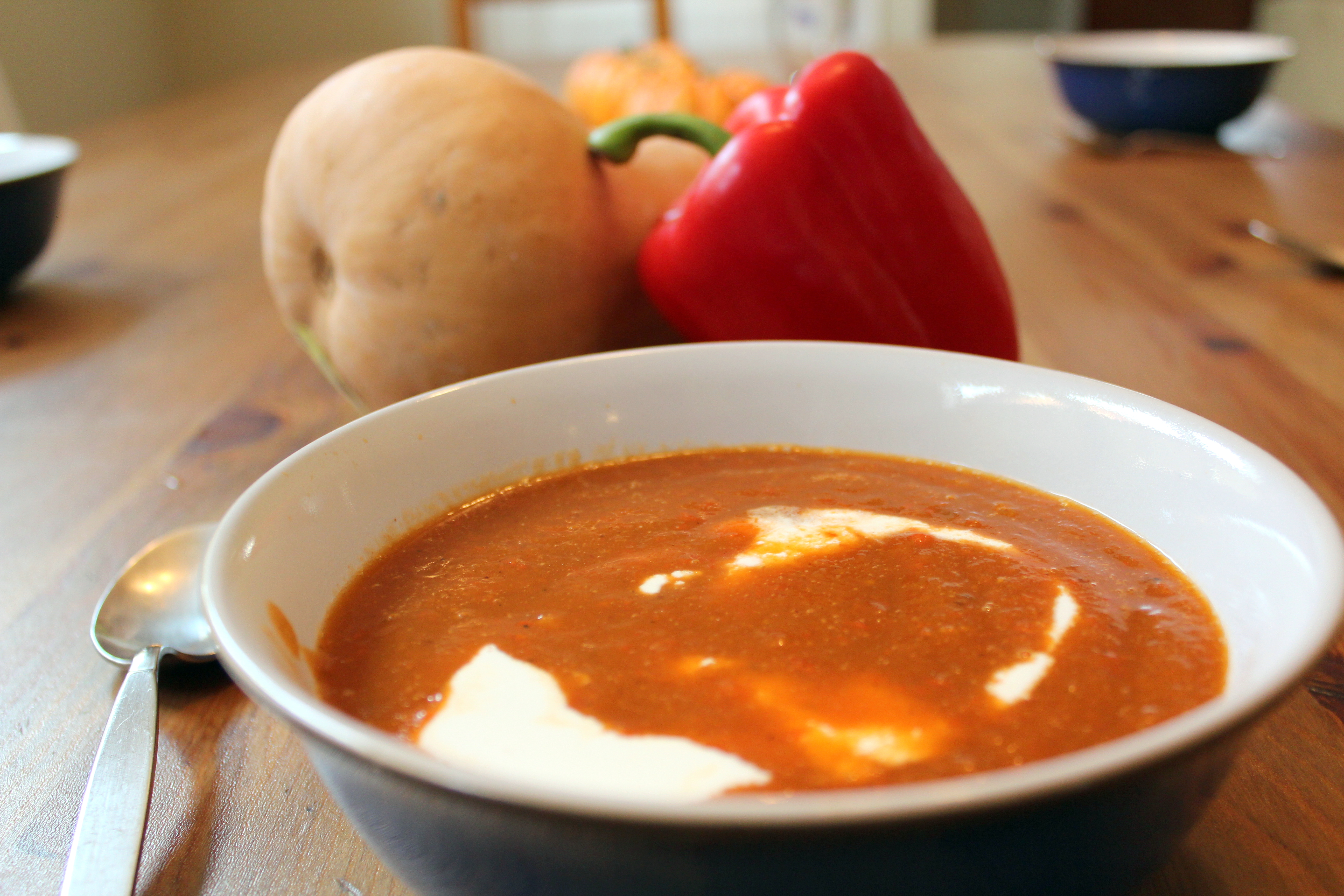 Rich Roasted Pepper and Butternut Squash Soup