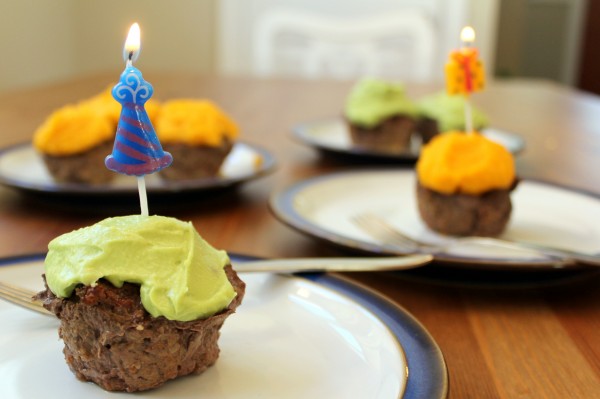 GAPS Intro cupcakes guac or squash frosting - fun colors