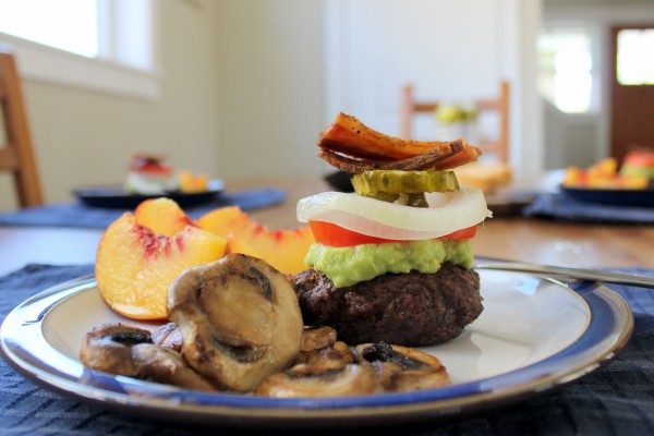 Guacamole, mushrooms, fresh tomato, and bacon - who misses the bun? Not me!