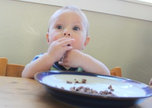 baby eating liver