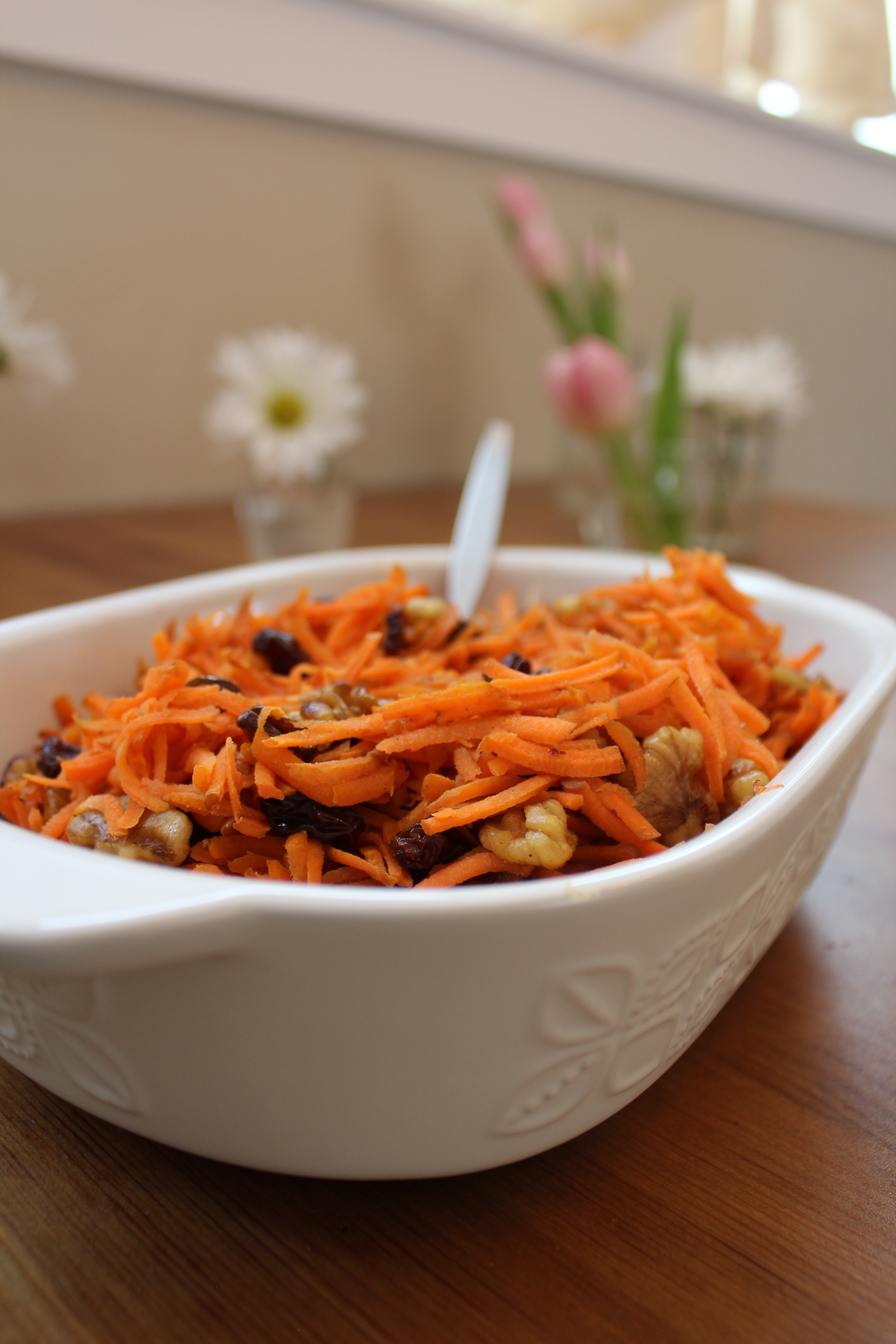 Warm Carrot Salad with Walnuts and Raisins