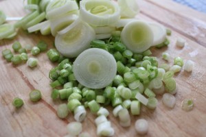 Leeks and onions for quiche