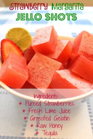 Strawberry Margarita Gelatin Shots Made with Whole Fruit