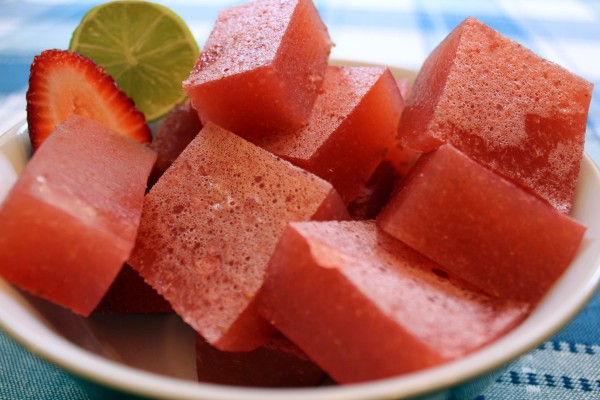 Strawberry Margarita Jello Shot Cubes