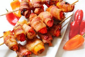 Chicken-Pepper-Bacon Bites for the Grill or Oven (great freezer meal!)
