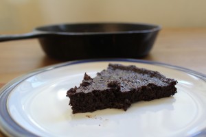 Fudgy Flourless Skillet Chocolate Cake