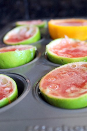 Filled lime rinds jello shots