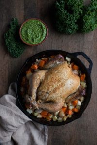 roasted-chicken-kale-pesto-skillet