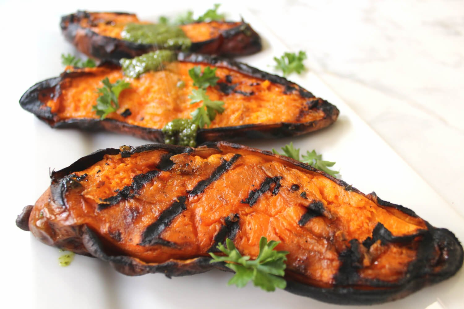 Quick Grilled Sweet Potatoes (great freezer-to-grill side)