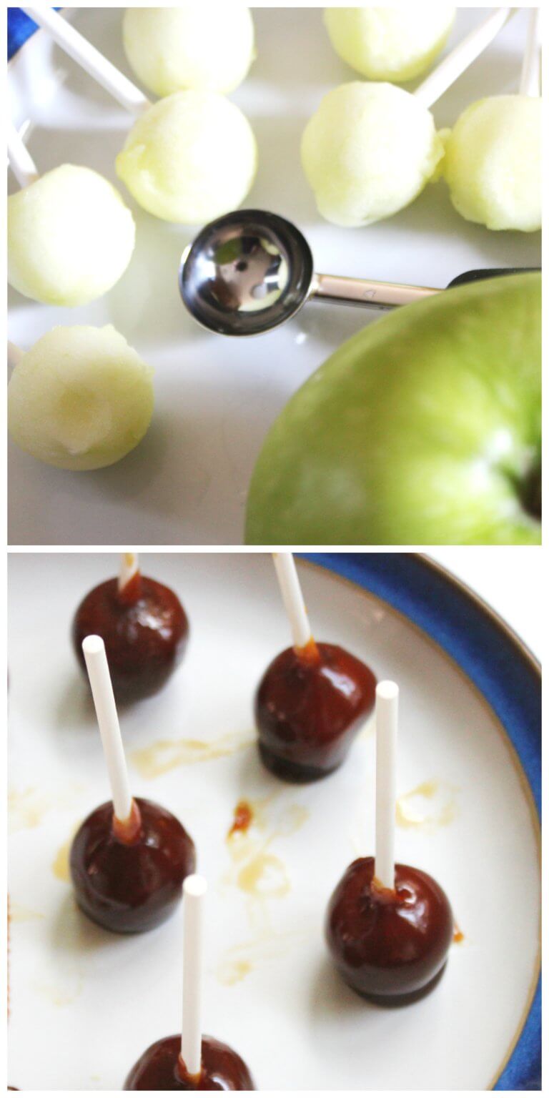 BiteSized Caramel Apple Pops {Candy Making Without Corn Syrup} ⋆ Health, Home, & Happiness