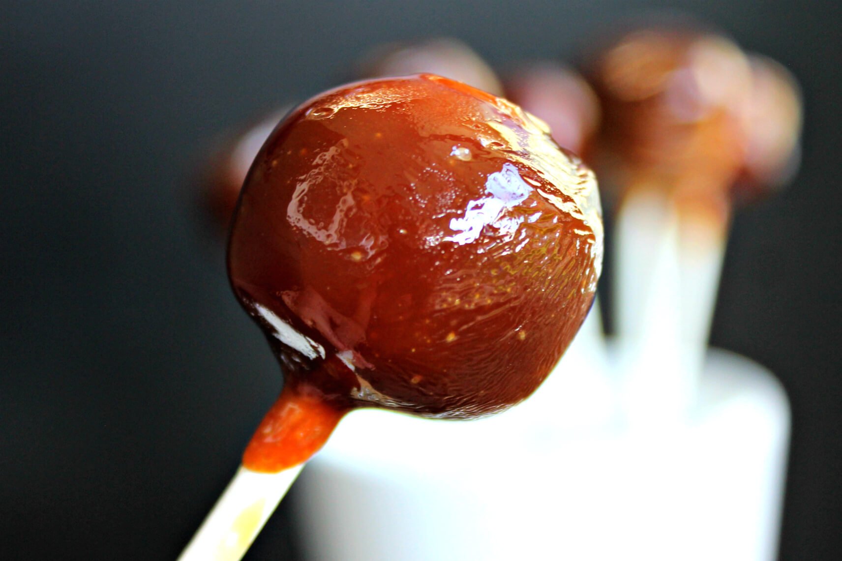 Bite-Sized Caramel Apple Pops {Candy Making Without Corn Syrup}