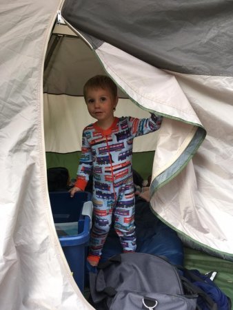Toddler in tent