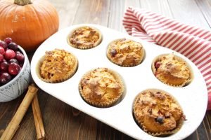Low Carb Pumpkin Cranberry Muffins with Almond Flour